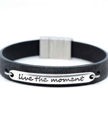 Bransoletka skórzana unisex LIVE THE MOMENT, Kociokwik Jewelry