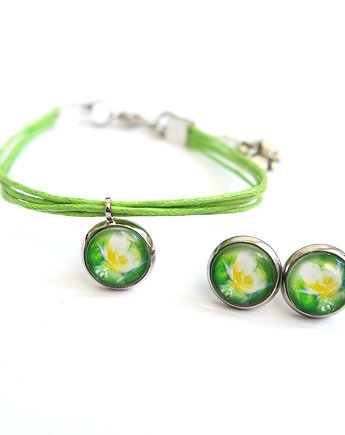 Komplet mini - Żółty motyl - kolczyki, bransoletka, yenoo