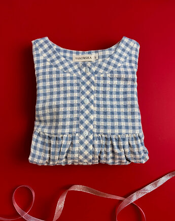 Bawełniana koszula w strukturalną kratkę, BLUE JAGNA, Yanowska