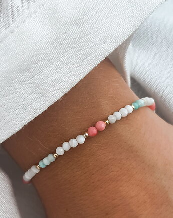 Bransoletka masa perłowa amazonit koral, Martellie Jewellery