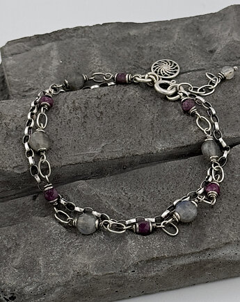 Szarości i róże - bransoletka, RayOfArt