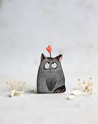 Broszka malowana Myśli o pięknie, Black Cat