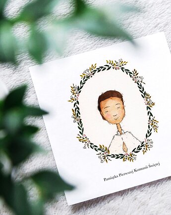 Kartka Komunijna chłopiec II, Mary in a bubble