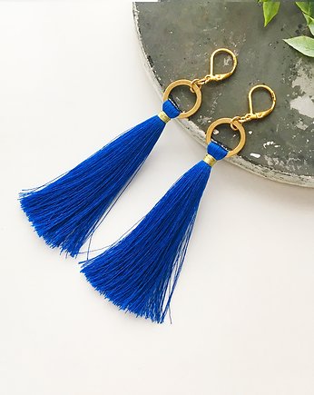Kolczyki chwosty Boho - Cobalt, Ilovehandmade