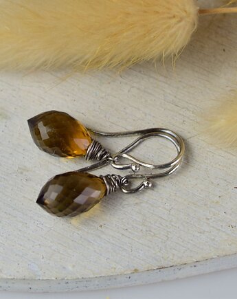 Kwarc dymny krople - srebrne kolczyki, Sunflower Kornelia Kubinowska