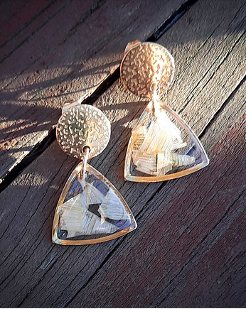 Kolczyki trójkąty ze słonecznikiem, Figa handmade accessories