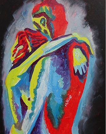 Obraz do salonu portret kochankowie lovers, alice oil on canvas