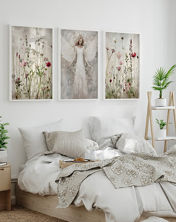 Zestaw plakatów - Łąka i Anioł  tryptyk (set267), raspberryEM