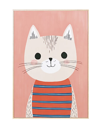 Plakat kolorowy dla dzieci różowy kotek kot, Maja Montessori