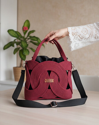 Torebka Pierścienie II ze sznurka polskie rękodzieło TP2-01-01, Barwny Zakątek