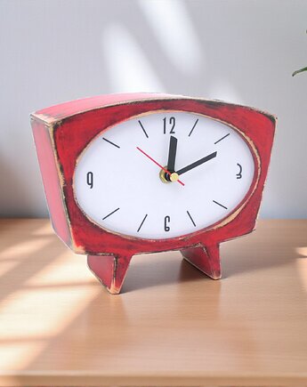 Cichy zegar drewnianystojący - Czerwony, Clock Wood Studio