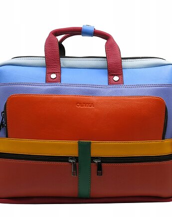 Aktówka torba na laptopa skórzana rączki regulowany pasek kieszenie OLIVKA, Olivka Warsaw