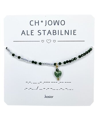 Bransoletka z Alfabetem Morse Awenturyn, Opal, Agat i Szmaragd Nilu, karolina kosior