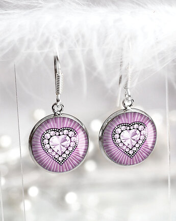 DIAMOND HEARTS - ŚLICZNE DELIKATNE kolczyki srebrne bigle, GalaVena