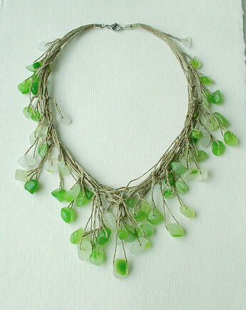 Wiosenna zieleń Naszyjnik lniany, galeria nuit