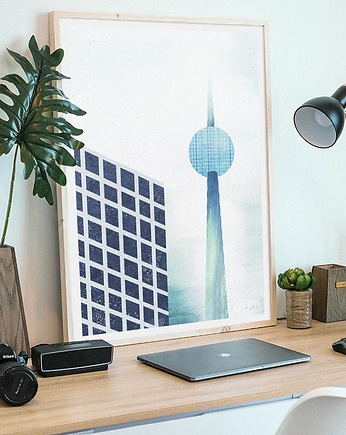 Berlin - plakat 50x70 cm - Alexanderplatz TV Tower, minimalmill