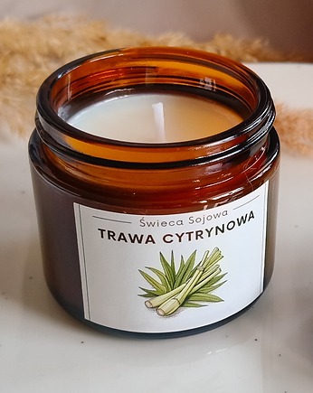 TRAWA CYTRYNOWA Świeca sojowa o cytrusowym zapachu mały prezent dla niej, Dary Rusałki