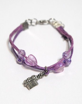 Bransoletka - Grzebień - sznureczki, fioletowa, yenoo