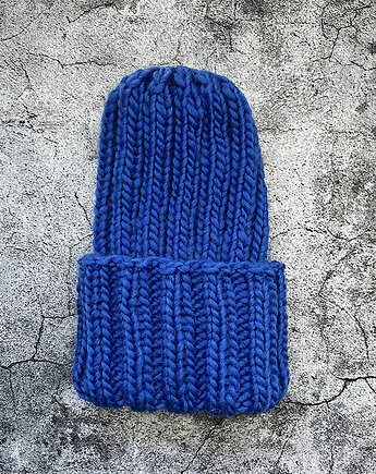 Czapka z wełny peruwiańskiej Buran kobaltowa, Made by Jaga