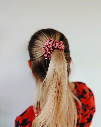 Gumka jedwabna, scrunchie, frotka pink beige MIDI, Capillum
