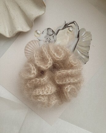 Scrunchie moherowe mini handmade  Beż, Bukla handmade