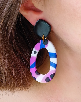 Kolczyki z abstrakcyjnym wzorem, elegancka kolorowa biżuteria artystyczna, Dary Rusałki