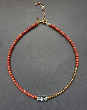 Naszyjnik choker ROOTS jaspis czerwony, prasiolit, hematyt, modesign