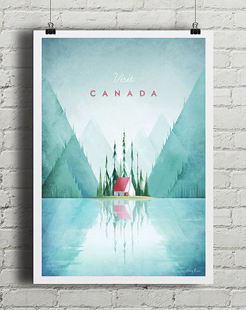 Plakat Kanada - chatka w górach, minimalmill