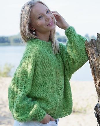 Sweter Tulip w intensywnej zieleni, MonDu