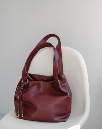 SOFTIE BAG - skórzana torebka szoperka - bordowa, NASHE