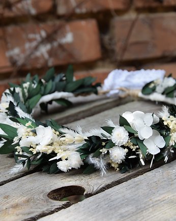 Komunijny wianek na głowę z stabilizowanych i suszonych kwiatów, Projekt wianki