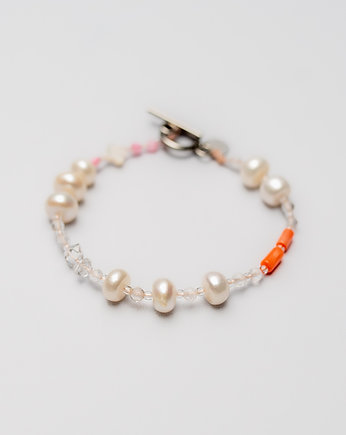 Bransoletka z Pereł Koralu Topazu i Diamentu z Herkimer, w hand works