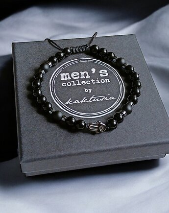 HAMSA - ochrona - onyks,hematyt - bransoletka regulowana ONE SIZE, kaktusia