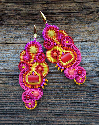 Letnie i kolorowe kolczyki sutasz, Mró Soutache