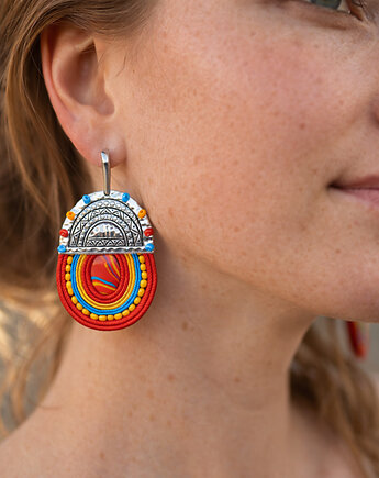 Ogień i woda- etniczne kolczyki soutache, Mró Soutache