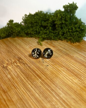 Kolczyki wkrętki czarne z kwiatami