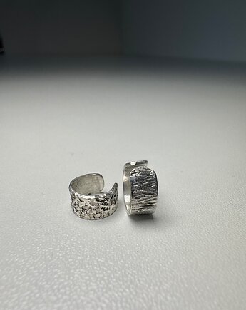 Srebrna teksturowana Nausznica, bluewavestudio