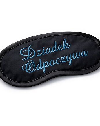 OPASKA Czarna bawełniana haftowana - Dziadek odpoczywa PREZENT, Wyszywane