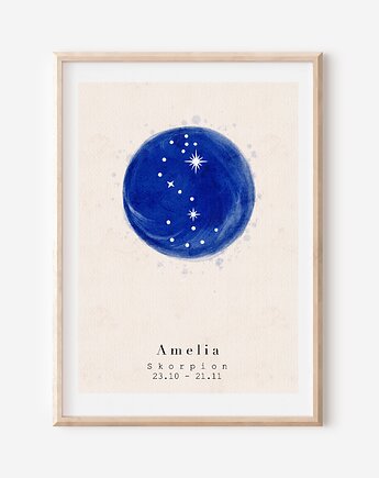 Plakat - Znak zodiaku  skorpion/ Scorpius- Plakat personalizowany, Mint In Paper