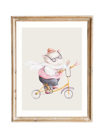 PLAKAT DLA DZIECKA miś na rowerze ilustracja, black dot studio