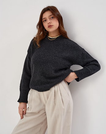 WEŁNIANY LEKKI SWETER FLORENCE antracite, Patchouli