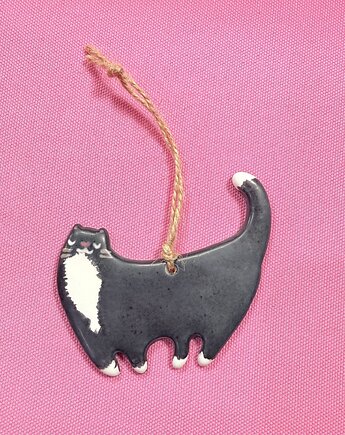 Ceramiczna zawieszka na choinkę Kotek bombka, Twarda Sztuka