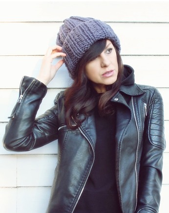Szara czapka beanie  z wełną, Mademoiselle Patrini