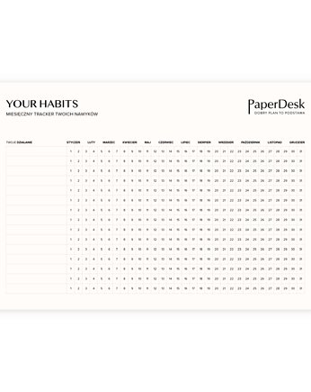 Planner obowiązków / Tracker nawyków w wersji do zaznaczania, PaperDesk