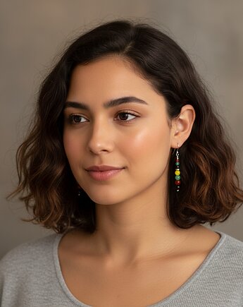 Kolorowe kolczyki srebrne z agatami, Yamira Art Studio