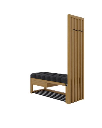 Ławka Szafka Pufa Pikowane Siedzisko Czarny Wieszak LPP-126, EMRA WOOD DESIGN