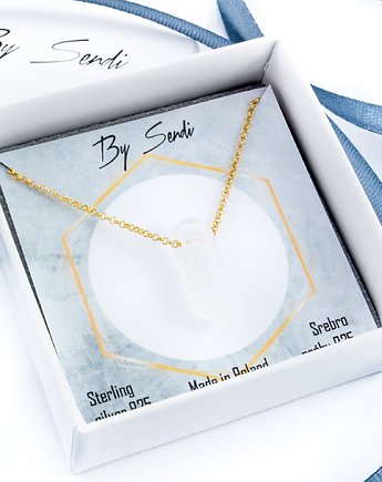 Naszyjnik z kryształem górskim, biżuteria z kamieniem, prezent dla siostry,, By Sendi