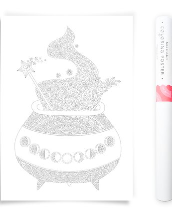 Plakat do Kolorowania Magiczny Kociołek 50x70cm, Anna Grunduls Design