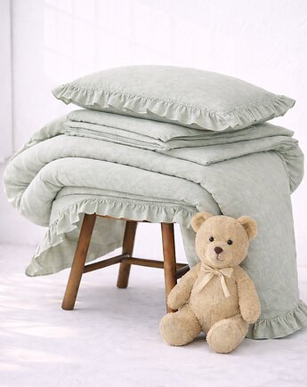 Lniana pościel dziecięca z falbanką - jasna zieleń, Linen House