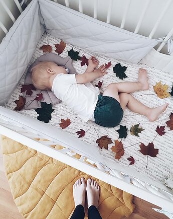 SZARA lniana poduszka Liść dla niemowlaka, Nukko Design